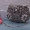 Oxidised Stone Textured Metal Clutch / Sling Bag