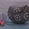 Oxidised Stone Textured Metal Clutch / Sling Bag