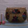Golden Stone Textured Metal Clutch / Sling Bag