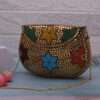 Golden Stone Textured Metal Clutch / Sling Bag