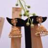 Floral Design with Crystal Golden Jhoomka with Pearls Earrings