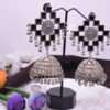 Oxidised Jhoomka with Black Pattern Earrings