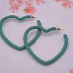 Goofy Green Heart Hoops Earrings