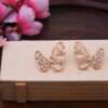 Golden Butterfly Stud with Pearls & Stones Earrings