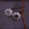Oxidised Floral Mirror Stud Earrings