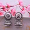 Solemn Oxidised Silver Jhoomka Earrings