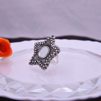 Oxidised Mirror Star Ring