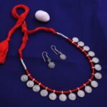 Burnished Silver Replica Necklace Set with Earrings