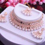 Choker Set wth Kundan, Pearls And Jhumkas with Maangtika