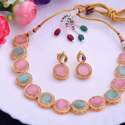 Discs of Choker Set with & Drop earrings