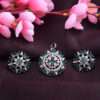 American Diamond Pendant Set with Crystals & Stud Earrings