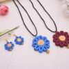 Floral Terracotta Necklace Set with Stud Earrings