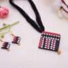 Sambalpuri Print Terracotta Necklace Set with Stud Earrings