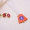 Floral Frustum Terracotta Necklace Set with Stud Earrings