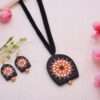 Wacky Floral Terracotta Necklace Set with Stud Earrings