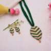 Golden Leaf Terracotta Necklace Set with Stud Earrings