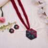 Hexagon Terracotta Necklace set with Stud Earrings