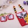 Maa Durga on Fabric Long Necklace Set with Earrings