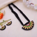 Black Arc Terracotta Necklace Set with Earrings