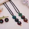 Terracotta Pendulum Necklace Set with Stud Earrings