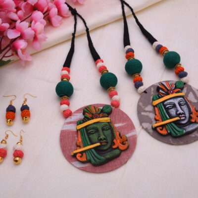 Terracotta Necklace Set with Earrings