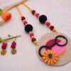 Terracotta Long Necklace Set with Earrings