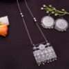 Classy Oxidised Long Necklace Set With Earrings