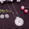 Oxidised Circle Textured Long Necklace Set With Earring