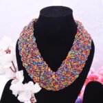 Beaded Multistring Necklace Set with Earrings