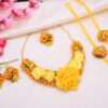 Yellow & Mustard Floral Fabric Necklace Set with Earrings