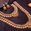 Stones & Pearls Dual Long Necklace Set With Earrings