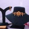 Antique Gold Choker Set With Stones, Pearls And Earrings