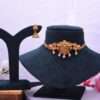 Antique Gold Choker Set With Stones, Pearls And Earrings