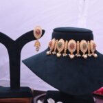Choker Set with Crystals, Pearls, Stones And Earrings