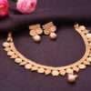 Golden Floral Necklace Set with Earrings