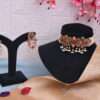 Genteel Navratan Bridal Choker with Strings of Pearls & Gems With Earrings