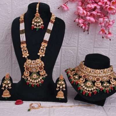Kundan Meenakari with Earring & Maangtika Bridal Set